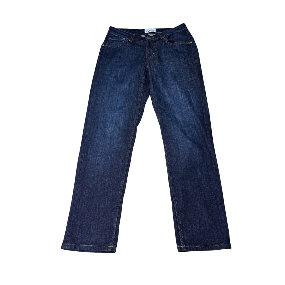 DUER Women's Performance Denim Mid Rise Slim Straight Dark Stone WFLR4075 29x28